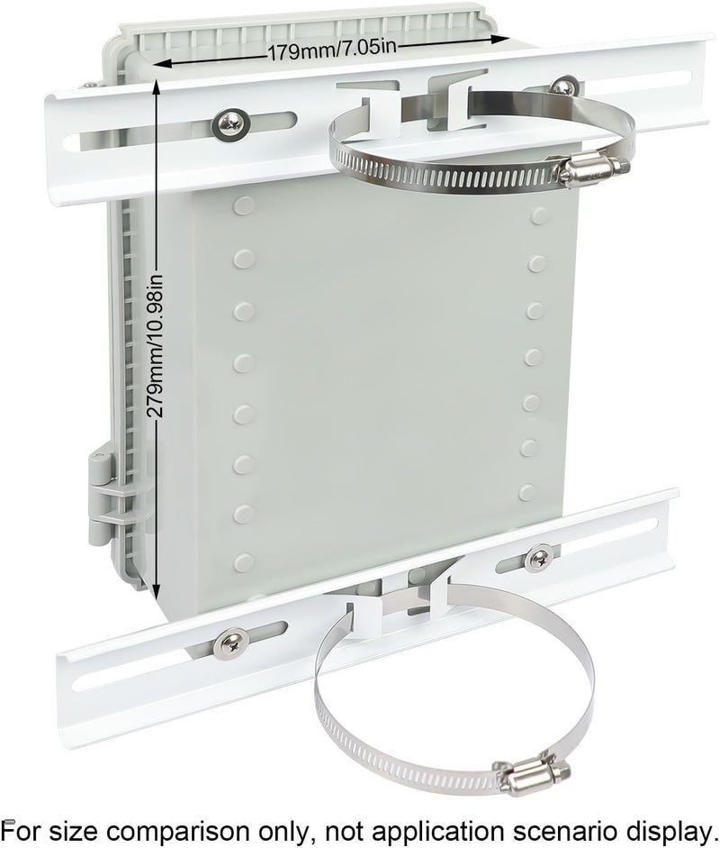 LeMotech Pole Mounting Kits, Stainless Steel 300mm Brackets with Adjustable 91-114mm Clamp for Outdoor Junction Box, Waterproof Plastic Electrical Enclosure (11.81" Lx1.93 W Bracket) - Image 3